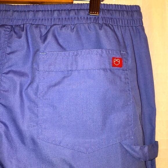 Red Panda L Men’s Ceil Blue Elastic Waist Drawstring 8+ Pocket Scrub Pants - Picture 12 of 14